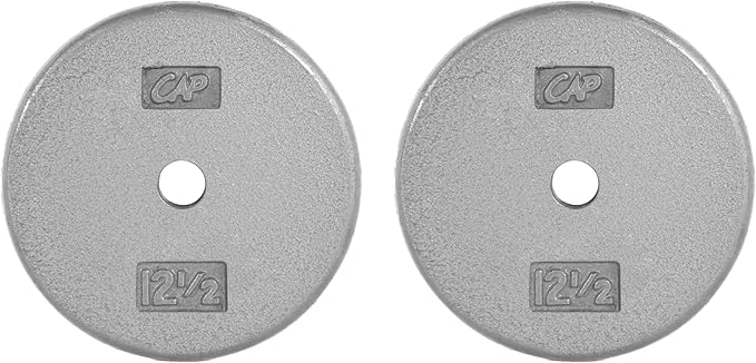 CAP Barbell Standard 1-Inch Cast Iron Weight Plates - Singles & Sets | 1.25-50 lbs | Multiple