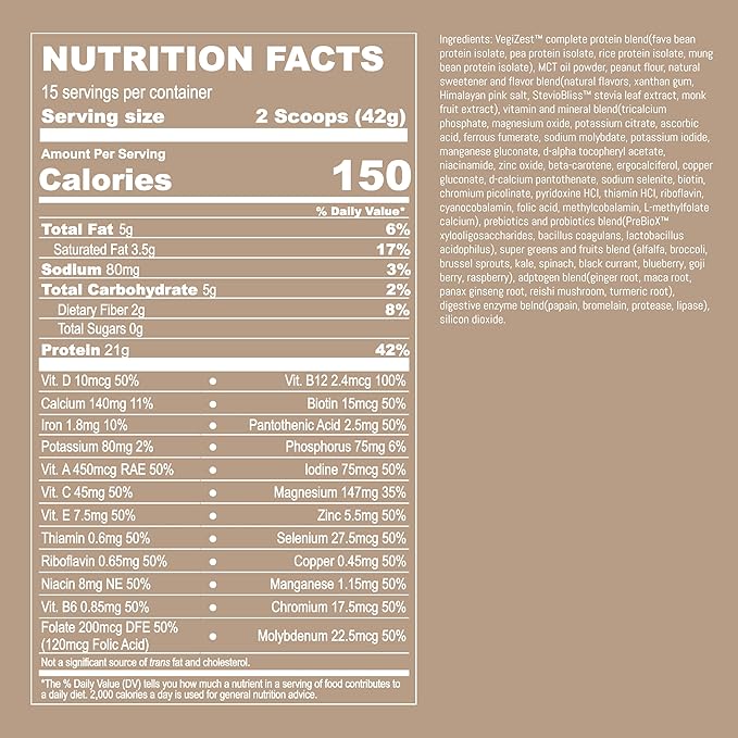 UpNourish Peanut Butter Vegan Protein Powder 54 Superfoods Powder,1.5 Billion CFU Probiotics 21g