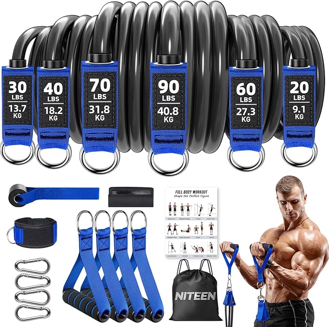 Heavy Resistance Bands for Working Out, NITEEN Resistance Bands with Handles Weight Exercise Bands