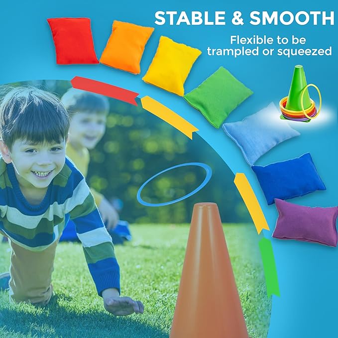 CircleCraft 53 Pcs. Plastic Cones and Rings Games Ring Toss Games for Adults Carnival Games Potato
