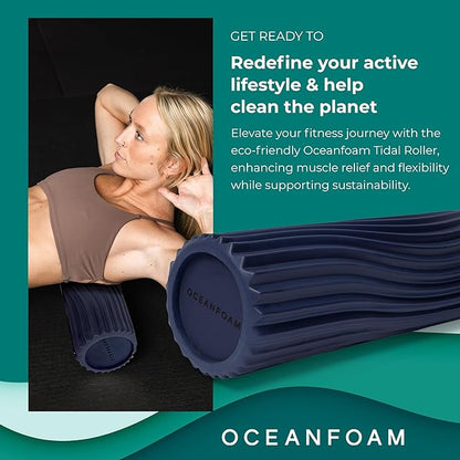 Oceanfoam Tidal Roller - Dark Navy - Muscle Massage Foam Roller for Back Pain & Stretching - Firm
