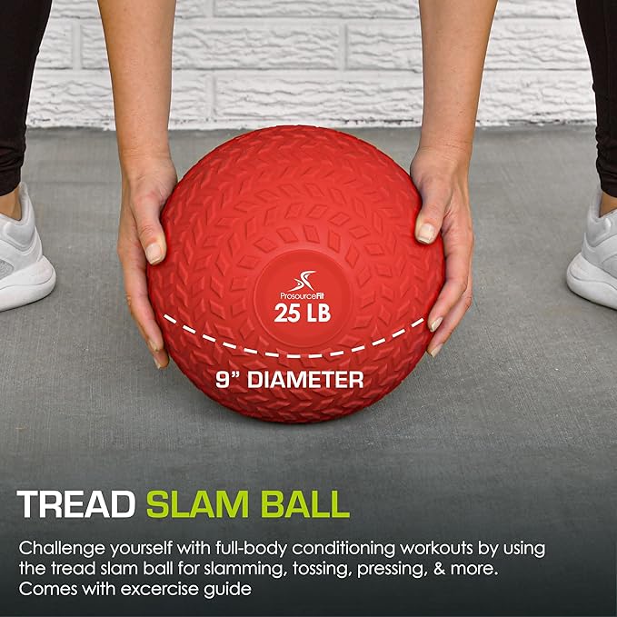 ProsourceFit Slam Medicine Balls 5, 10, 15, 20, 25, 30, 50lbs Smooth and Tread Textured Grip Dead