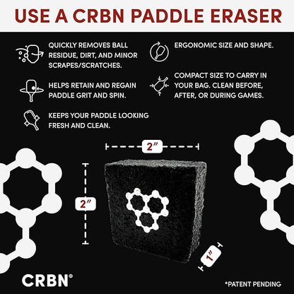 CRBN Pickleball Paddle Eraser, Best Carbon Fiber Pickle Ball Racket Cleaner, Fast & Easy Rubber Bar