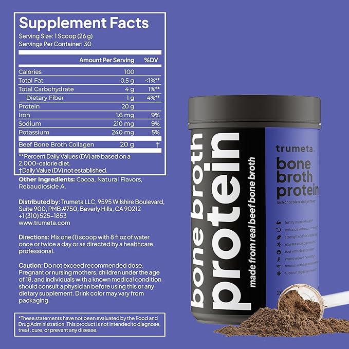 Beef Bone Broth Protein Powder - Purified Collagen Powder with 9 Amino Acids for Muscle and Skin