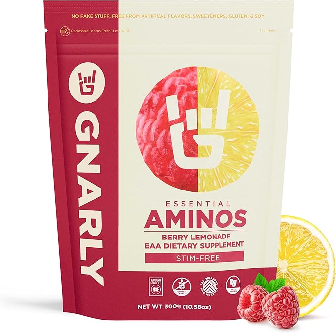 Gnarly Nutrition Essential Aminos Powder, Berry Lemonade ??Pre-Workout Amino Acids ??NSF Contents