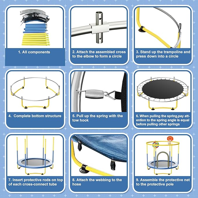 6FT Indoor Trampoline for Kids Ages 1-8, 72" Mini Toddler Indoor & Outdoor Trampoline with Safety