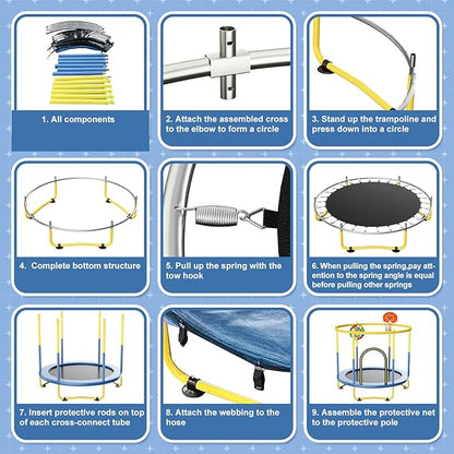 6FT Indoor Trampoline for Kids Ages 1-8, 72" Mini Toddler Indoor & Outdoor Trampoline with Safety