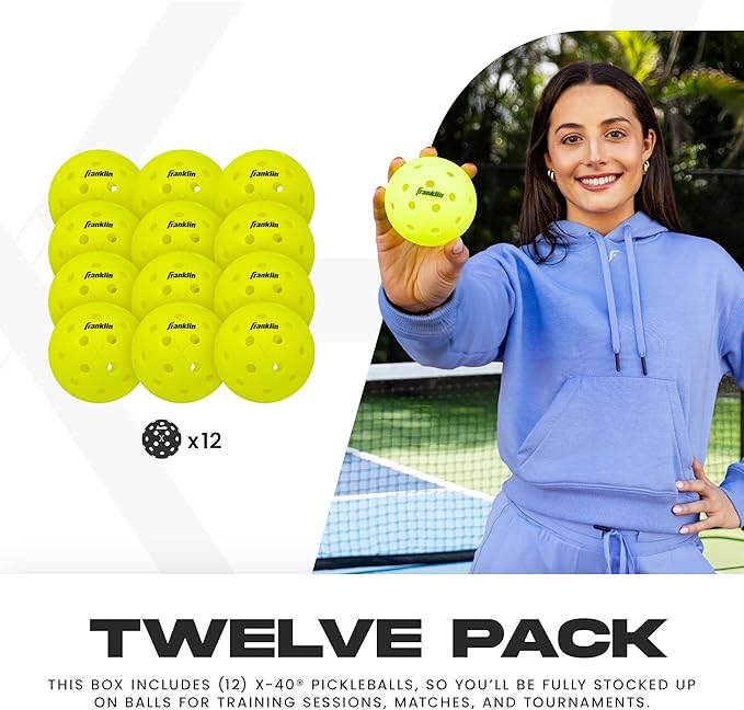 Franklin Sports X-40 Outdoor Pickleballs - Official Ball of USA Pickleball, APP Tour + US Open