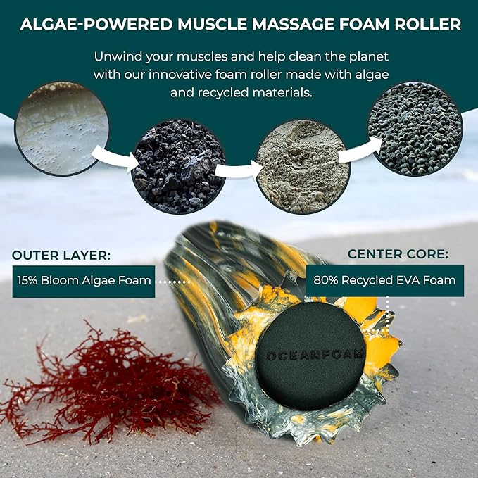 Oceanfoam Ripple Travel Foam Roller (11" x 3.35") Firm Mini Foam Roller for Physical Therapy, Deep