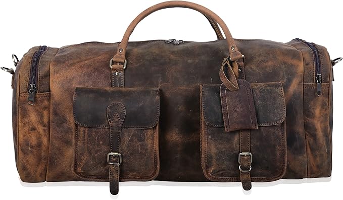KomalC 28 inch Duffel Bag Travel Sports Overnight Weekend Leather Duffle Bag for Gym Sports Cabin