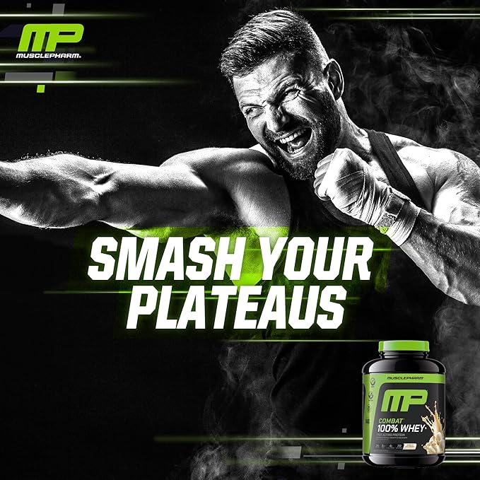 MusclePharm Combat 100% Whey Protein Powder, Vanilla Flavor, Fast Recovery & Muscle Gain with Whey