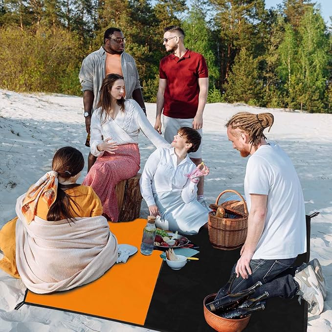 Frelaxy Pocket Picnic Blanket, Waterproof Sandproof Beach Mat, Compact Camping Tarp for Festivals
