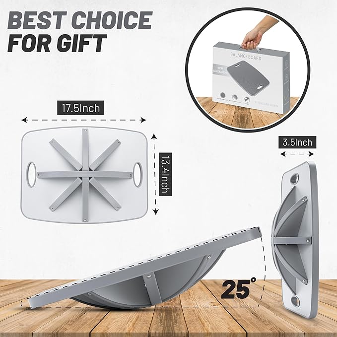 Advanced Wood Balance Board, 360 Degree Rotation and Tilt - Non-Slip 500 lbs Wobble Board for