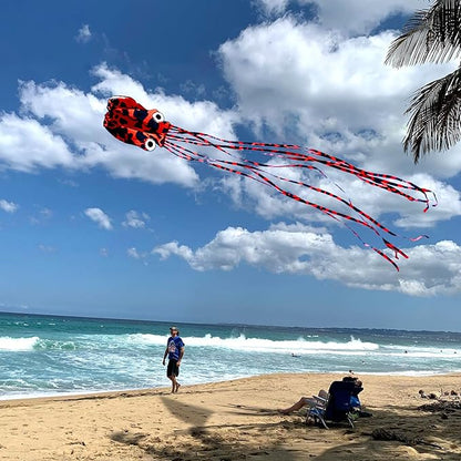 Octopus Kites for Kids & Adults Easy to Fly, 24”x 158” Large Soft Kite Kit for Boys and Girls