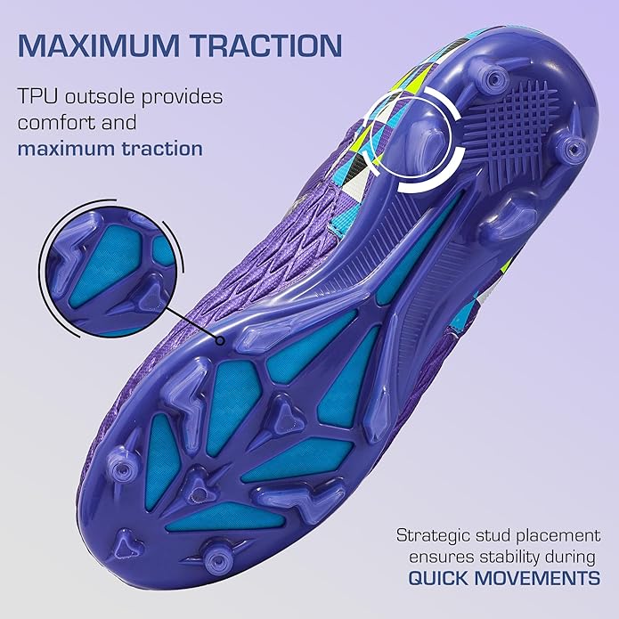 Soccer Cleats for Kids & Youth | Lightweight Football Shoes for Firm Ground | Durable Girls & Boys