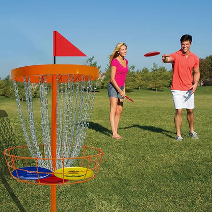 Disc Golf Basket with Discs | Portable Disc Golf Target with Heavy Duty 24-Chains Disc Golf Course
