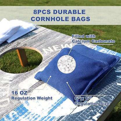 Cornhole Board Set, Regulation Size 4 x 2FT/3 x 2FT Solid Wood Corn Hole Game Set with 8 Bean