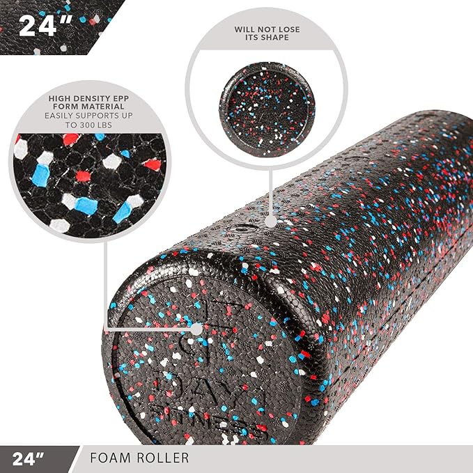 High-Density Round Foam Rollers - 4 Size and 8 Color Options - Massage Rollers for Stretching, Deep