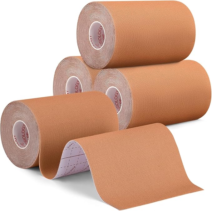 4 Rolls Kinesiology Tape, 4in x 5.5yd Extra Wide Breathable Muscle Support Adhesive Sport Tape for