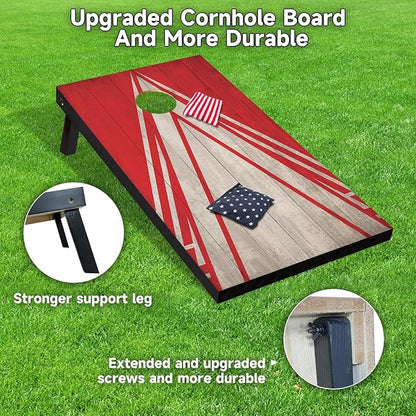 Cornhole Board Set with Carrying Bags & 8 Bean Bags Corn Hole Boards Bean Toss Game for Adults