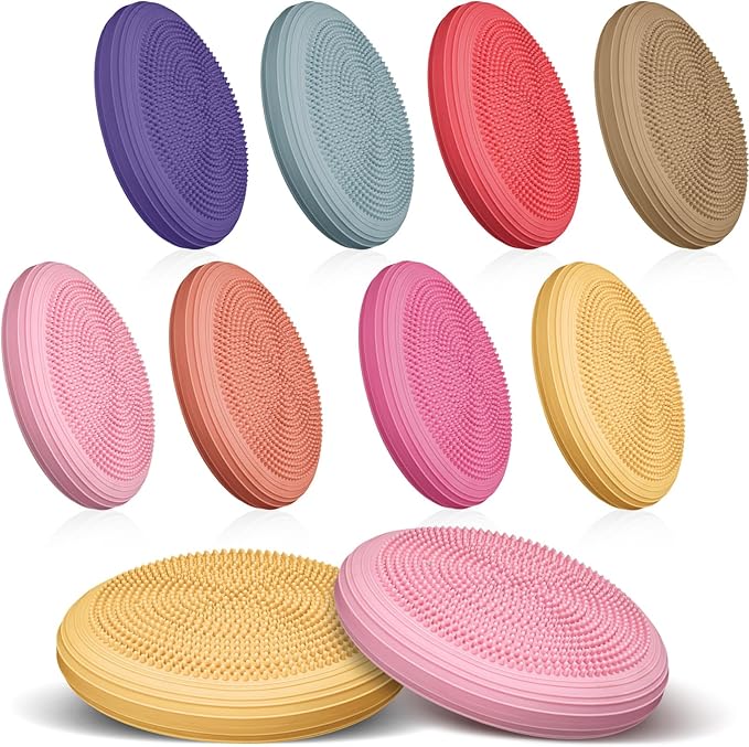 Libima 8 Pcs Wiggle Seat Inflated Wobble Cushion Sensory Seat Flexible Balance Board Balance Disc