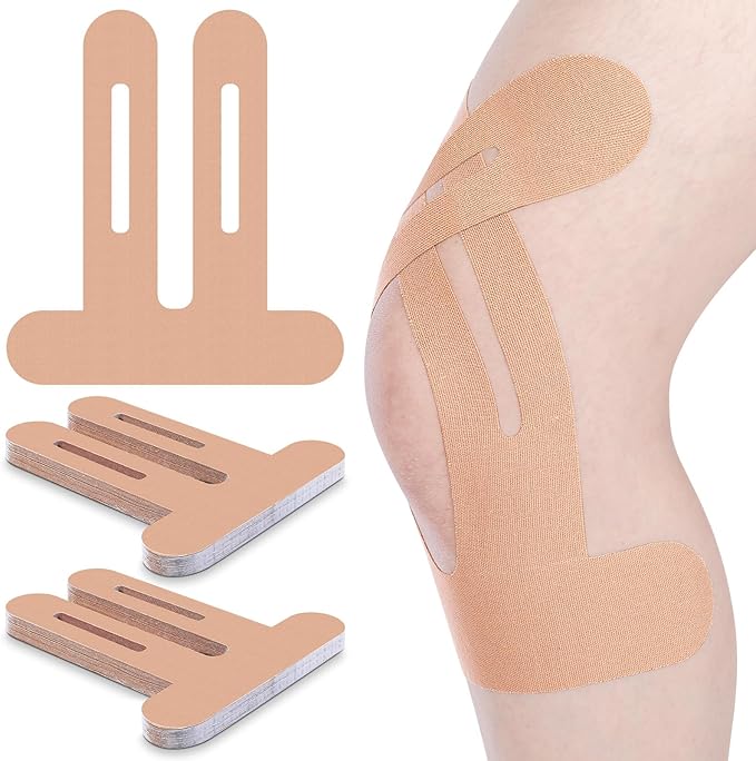 50 Pcs Precut Kinesiology Tape for Knees Pain Relief Elastic Waterproof Athletic Knee Tape for