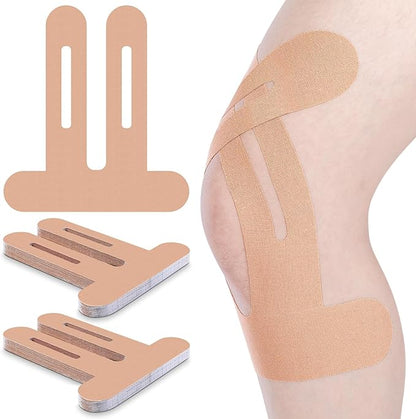 50 Pcs Precut Kinesiology Tape for Knees Pain Relief Elastic Waterproof Athletic Knee Tape for