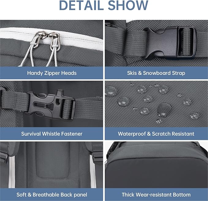 Ski Boot Bag, 50L Ski Boot Travel Backpack for Skis, Snowboard & Accessories, Waterproof Padded Ski