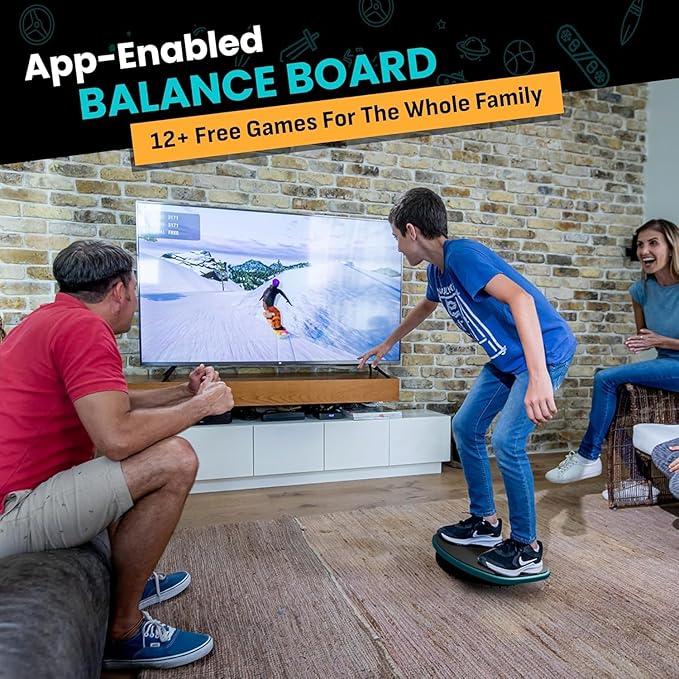 GoBalance Board - App-Enabled Balance Board. Smart Bluetooth Sensor, 12 FREE Interactive Games