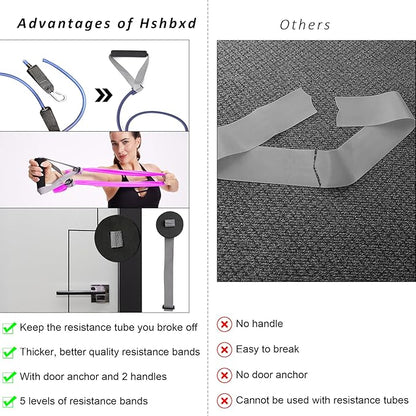 Resistance Bands for Working Out, Physical Therapy Bands, Latex Free Elastic and Exercise Bands Set