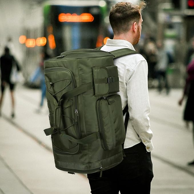 Lyweem Large Duffle Bag Backpack for Travel, 70L Heavy Duty Gym Duffel Bag with Shoes Compartment