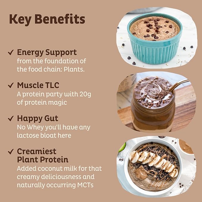 KOS Plant Based Protein Powder, Chocolate USDA Organic - Low Carb Pea Protein Blend, Vegan
