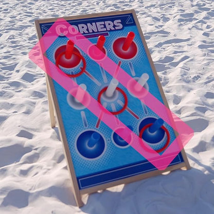 Corners Championship: Ring Toss Reinvented - Yard & Party Game, Wooden Peg Board, Competition