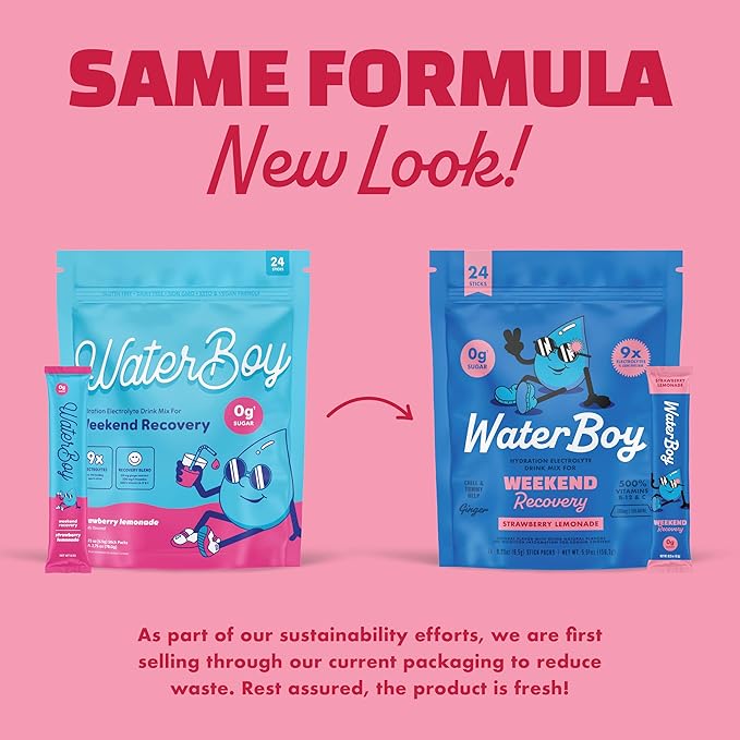 Waterboy Weekend Recovery | 3,200mg Electrolyte Powder Packets | Ginger + L-Theanine + Vitamins |