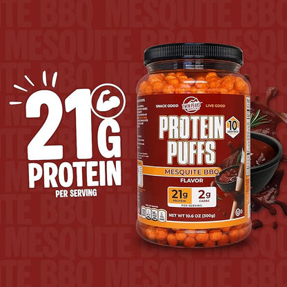 Twin Peaks Protein Puffs - (Mesquite Barbecue), Keto Friendly, Low Carb Snack (300g, 21g Protein
