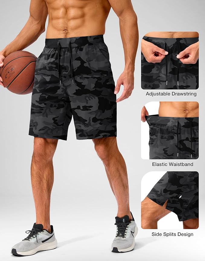 Men's Running Shorts with Zipper Pockets 9 Inch/ 7 Inch / 5 Inch Lightweight Quick Dry Gym Workout