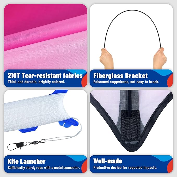 Delta Kite Three Set for Kids and Adults,Easy to Fly Adult Kites,Perfect Family Kite for Parks and