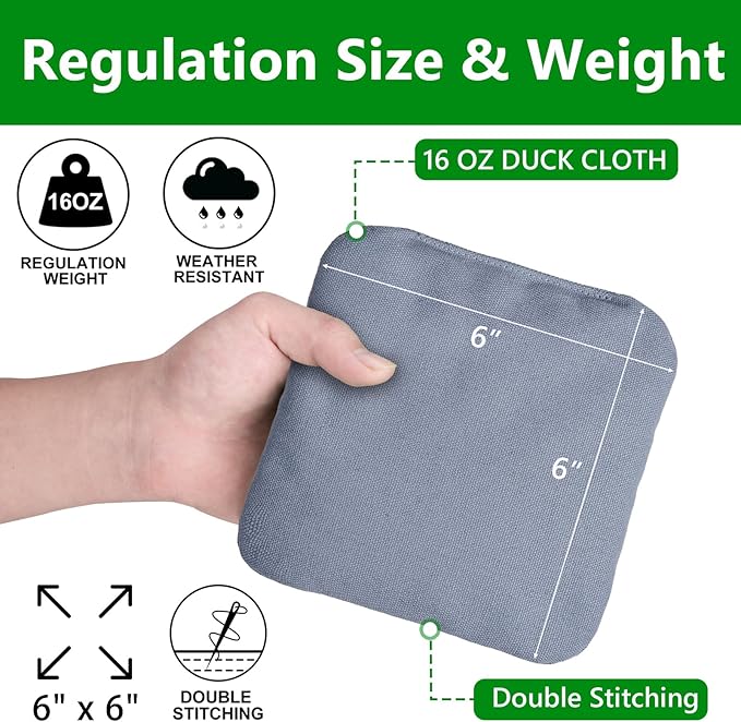 EunHo Cornhole Bags Set of 8 Regulation Size & Weight Corn Hole Bean Bags Official Professional All