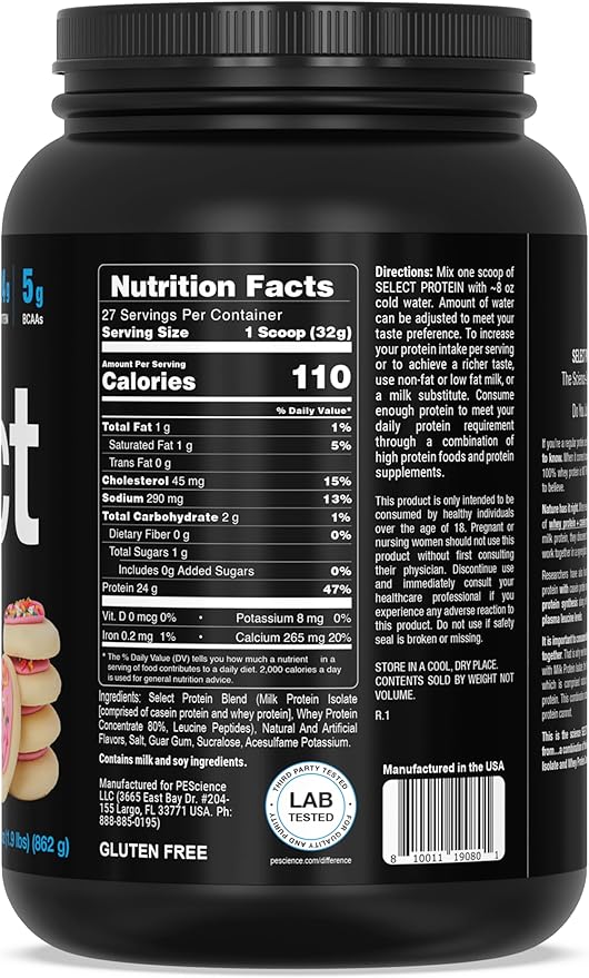 PEScience Select Protein Powder, Whey and Casein Blend, Clean Protein Powder for Women and Men, Low