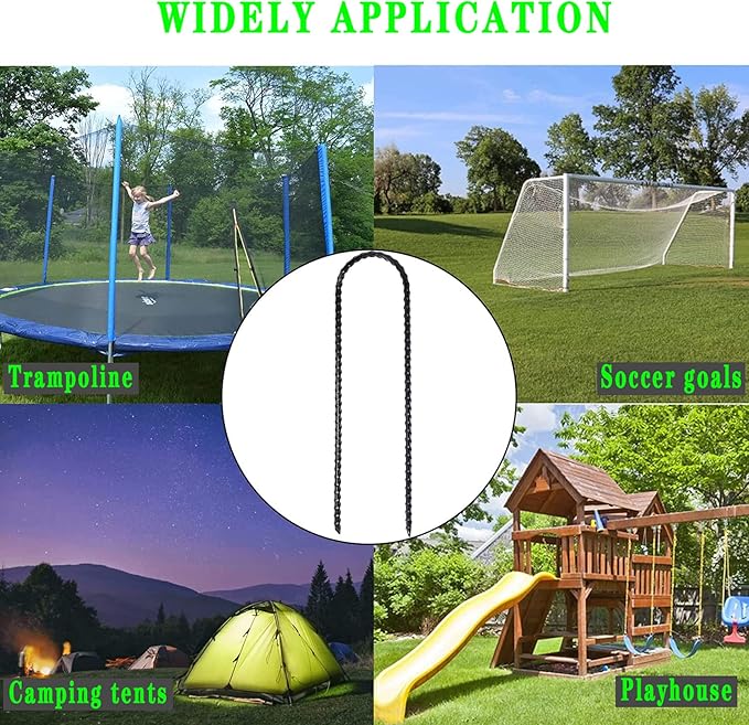 DTANX 12 Pack 12 Inch Rebar Stakes Heavy Duty Trampoline Anchors, Garden Stakes Tent Stakes Steel