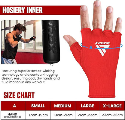 RDX Boxing Hand Wraps Inner Gloves Men Women, Half Finger Elasticated Bandages, Under Mitts Fist
