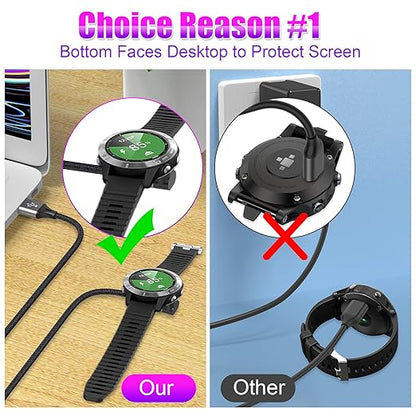 AGVEE 3.3ft Charger for Garmin Watch, L-Shape Charging Cable for Fenix, Forerunner, Vivoactive