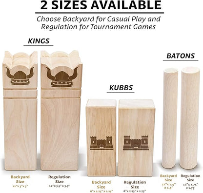 GoSports Kubb Yard Game Set - Choose Regulation or Backyard - Kuub Viking Chess Outdoor Game