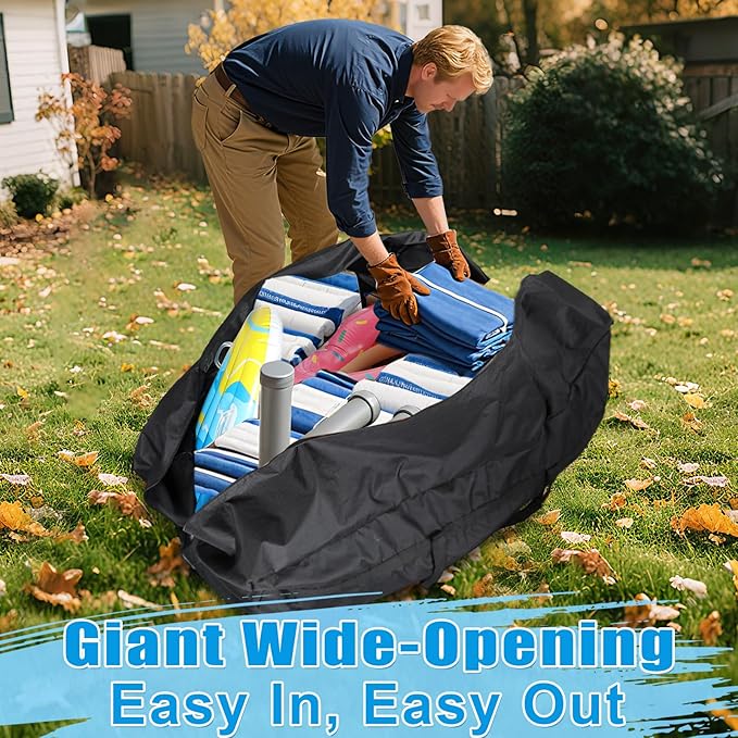 140 Gallon Extra Large Storage Bag for Aboveground Pools - Heavy-duty Pool Cover Storage with 4