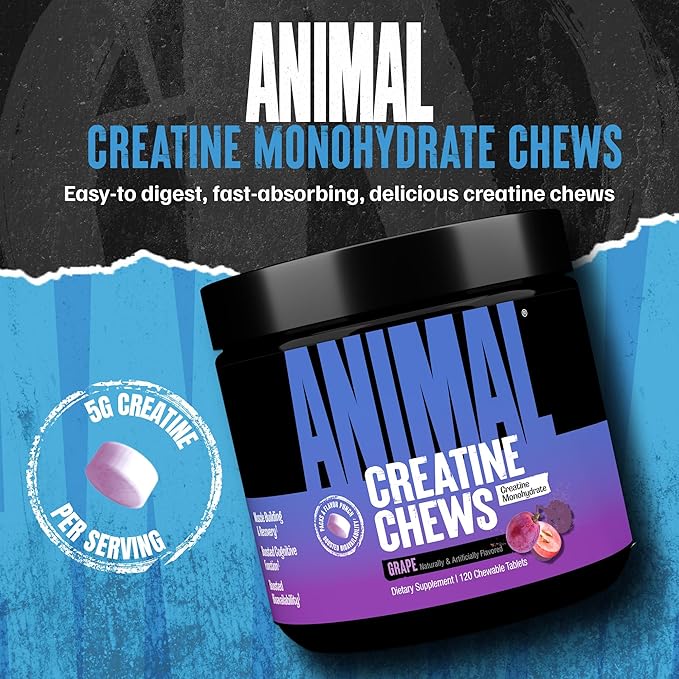 Animal Creatine Chews Tablets - Enhanced Creatine Monohydrate with AstraGin to Improve Absorption