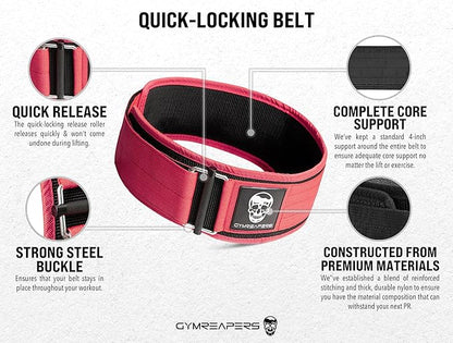 Gymreapers Quick Locking Weight Lifting Belt for Men Gym Belt for Powerlifting Deadlift Belt with 4