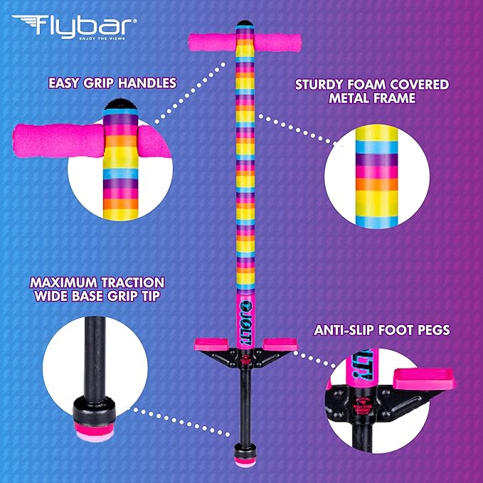 Flybar Pogo Stick for Kids, 40 to 80 Pounds, Perfect for Beginners, Easy Grip Foam Handles