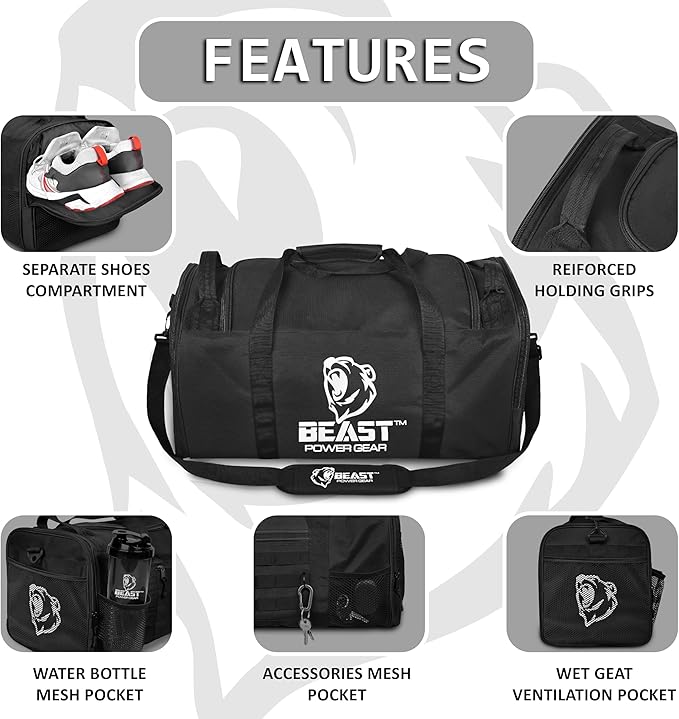 Duffle Gym Bag for Men & Women – Large Duffel Athletic Gym Boxing Bag with Shoes Compartment, Wet