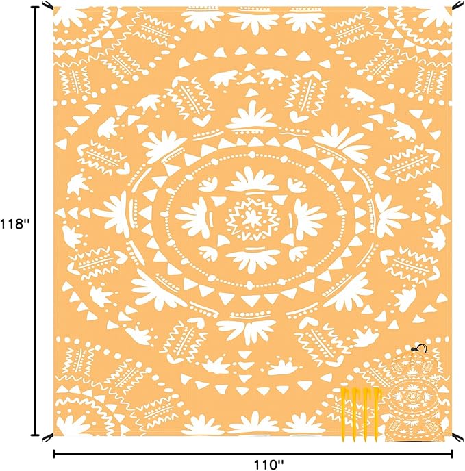 110''×118'' Extra Large Sandproof Beach Blanket 4-8 Adults, Waterproof Foldable Picnic Blankets