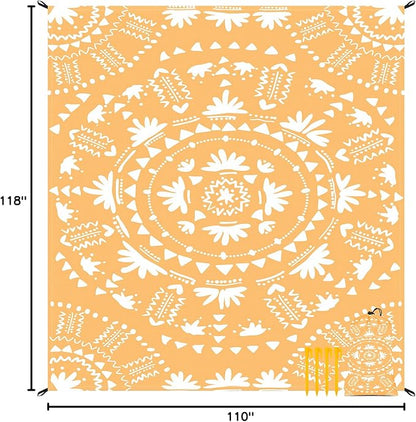 110''×118'' Extra Large Sandproof Beach Blanket 4-8 Adults, Waterproof Foldable Picnic Blankets